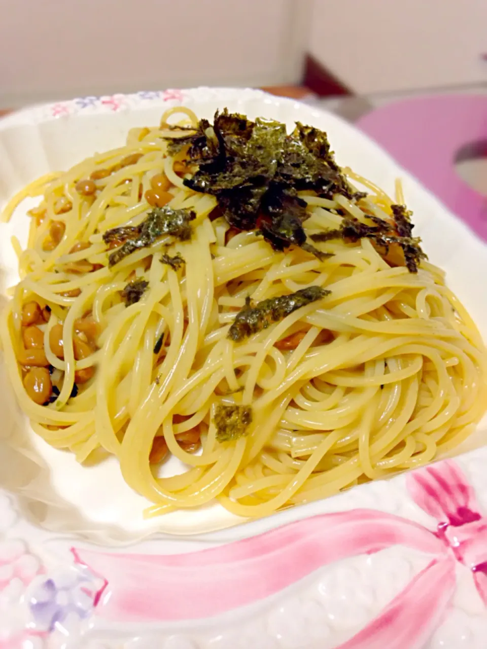 お茶漬けの素de納豆パスタ|Mariettyさん