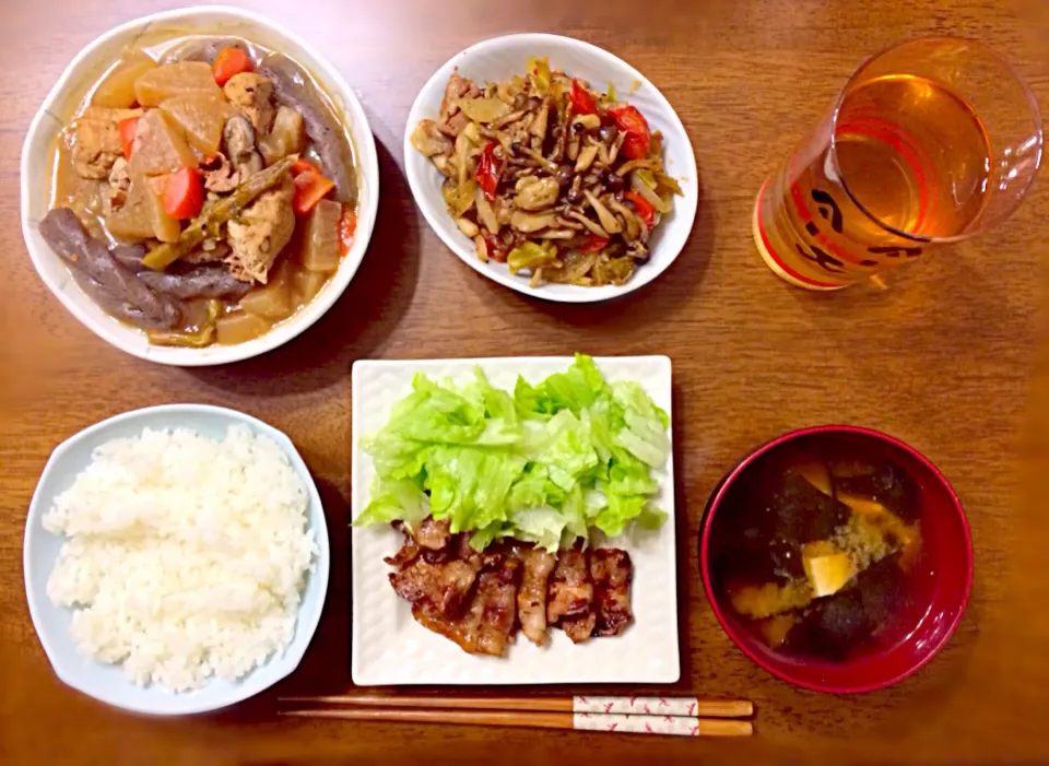 Snapdishの料理写真:豚肉メインの夕飯🐷|Sato5さん