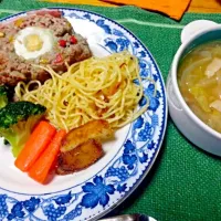 Snapdishの料理写真:ミートローフとパスタのワンプレート|高木亜伊さん