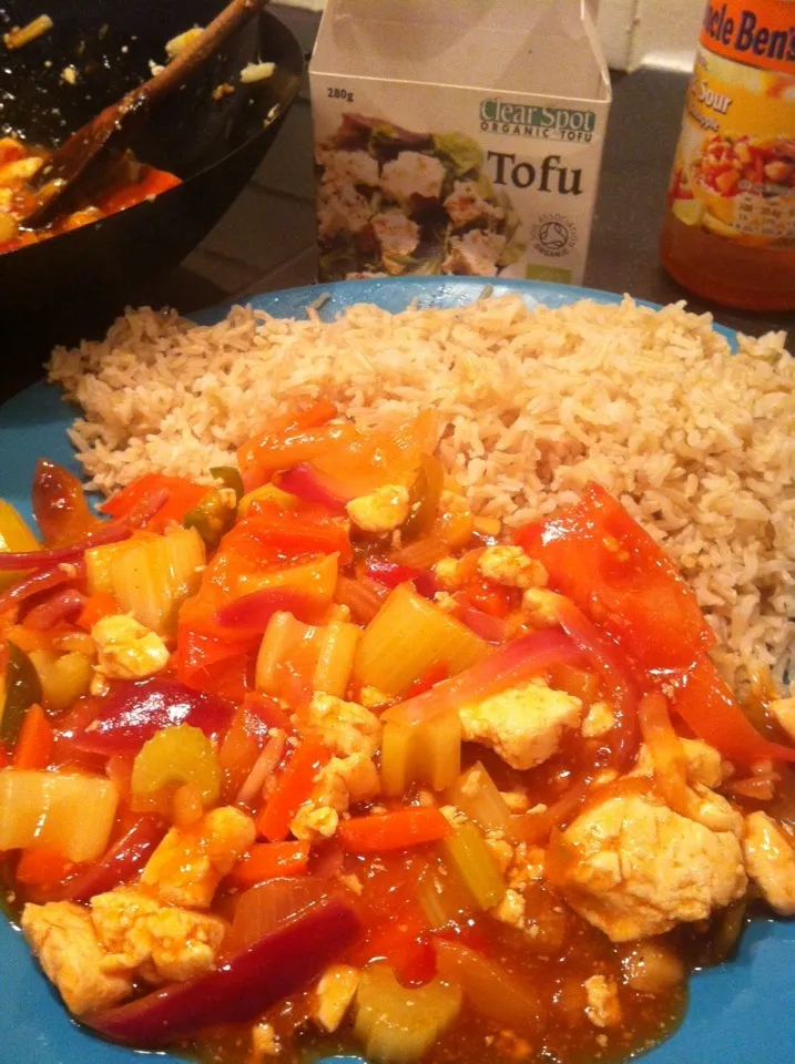 Tofu w/ tomato, celery and sweet & sour sauce|Nick Hiderさん