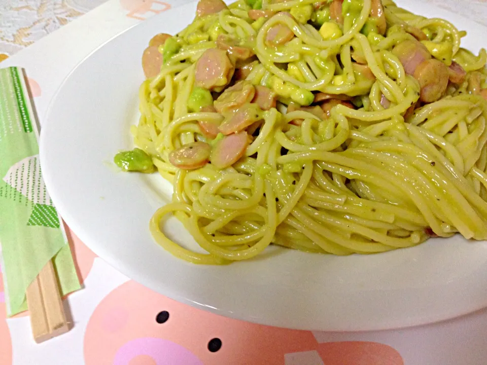 my pasta carbonara wt avocado|Mimi Booさん