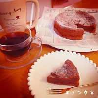 Snapdishの料理写真:one more今日は材料2つでガトーショコラ♥️