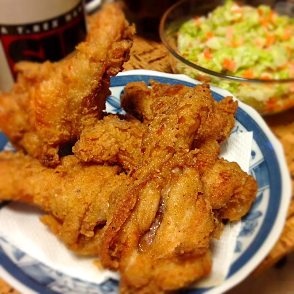 再現‼︎ KFC風フライドチキン🍗🍗🍗手づくりコールスローも添えて|にょんにいさん