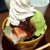 Snapdishの料理写真:生麩抹茶パフェ♪|もみじさんさん