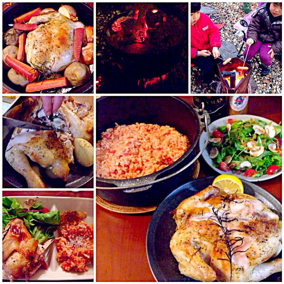 Tonight Dinner🍴Roast chiken🔥ﾛｰｽﾄﾁｷﾝ by chef hubby <It's all done!!>|🌈Ami🍻さん