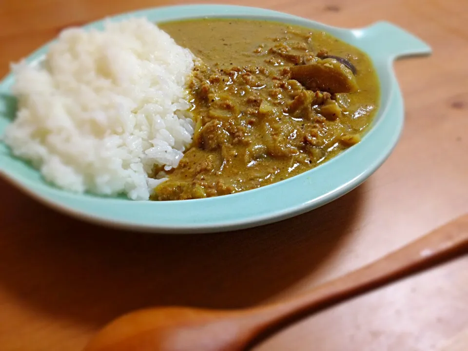 茄子と舞茸のキーマカレー|へろへろさん