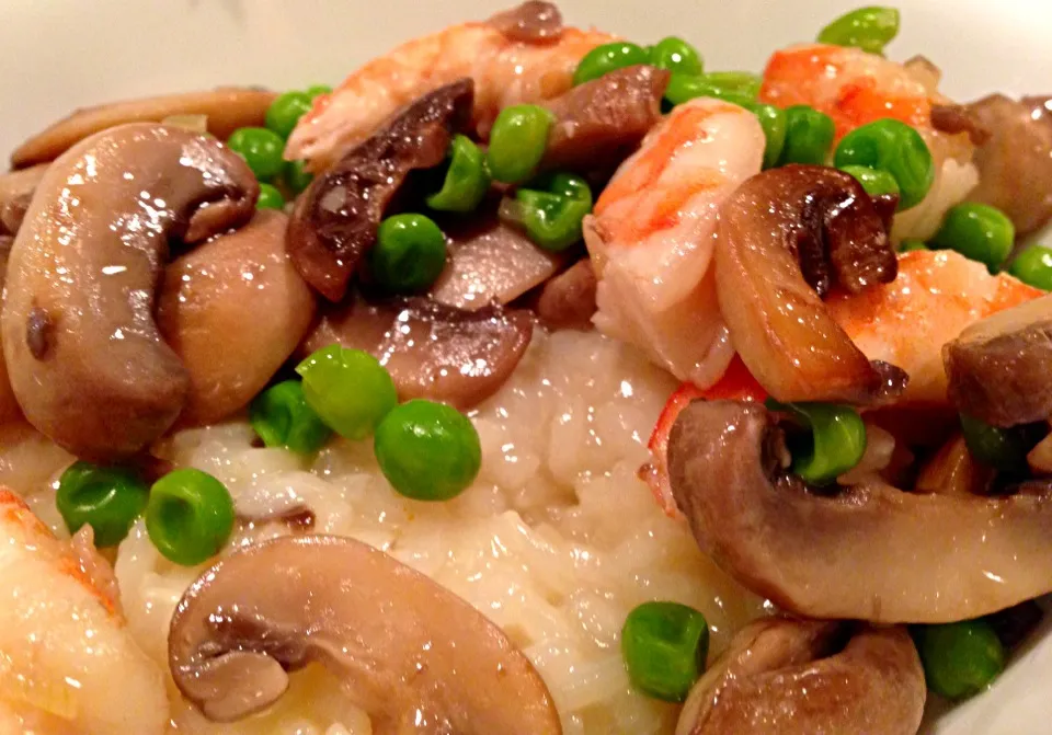 Shrimp mushroom and spring pea risotto|Dean M Rogersさん