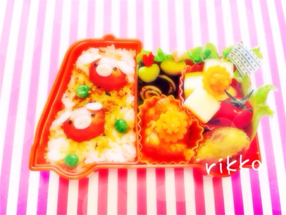 Snapdishの料理写真:小ブタ🐷ツインズのお弁当〜💛|rikkoさん