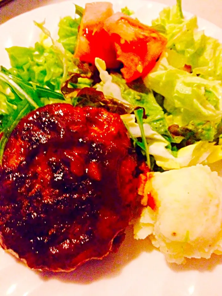 蓮根ハンバーグとマッシュポテト。|りんさん