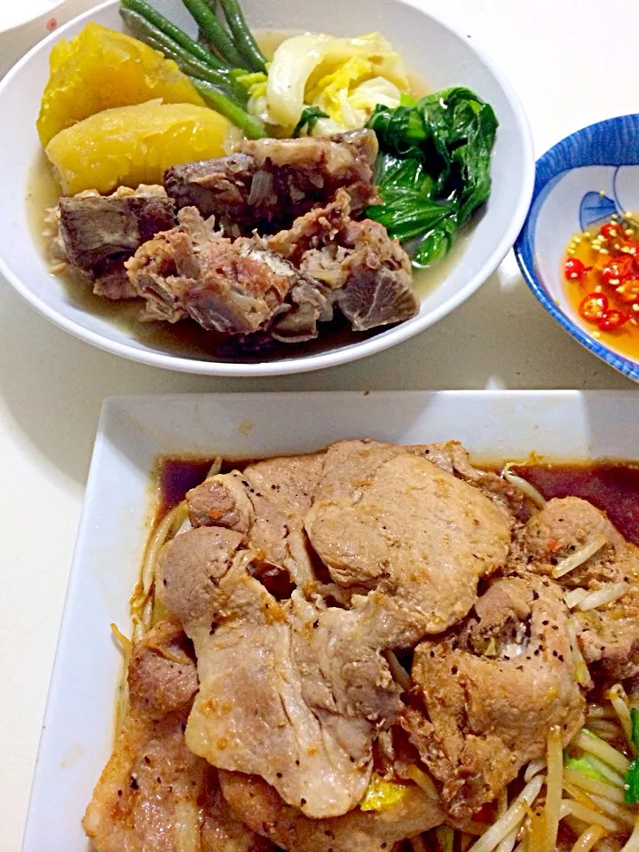 Boiled pork ribs w/veg.#pork ginger😋|MJ🇵🇭🇯🇵さん