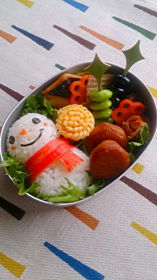 今日は雪が降ってるので雪だるま弁当☆|udomegu☆さん