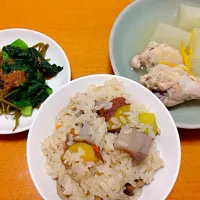 炊き込みごはん、鶏塩大根|こずえさん