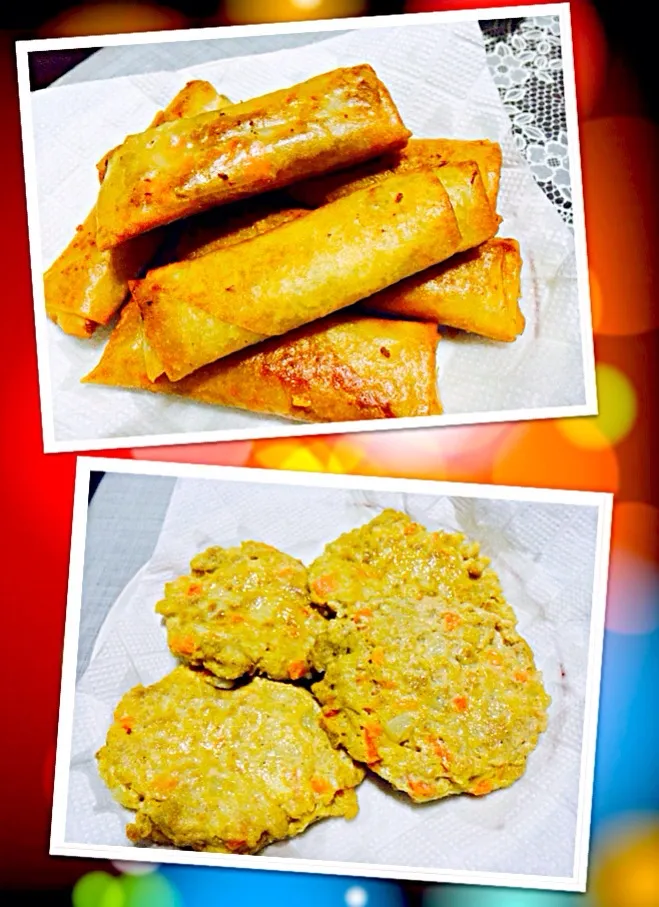 Snapdishの料理写真:pork omelet and eggrolls|Aileen Galvez Uchikoshiさん