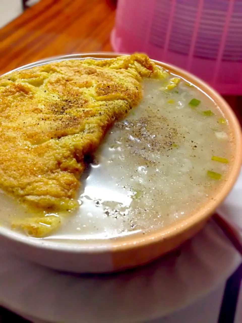 Rice porridge with pork and taro + omelet|Katuaさん