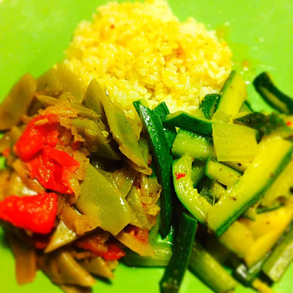 Green beans & tomatoes, zucchini & celery with spicy rice|Stefan Labuschagneさん