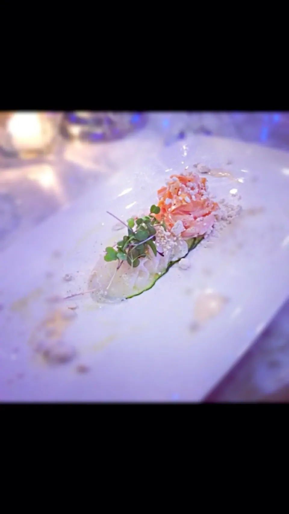 Diver scallop crudo with carrots, micro greens, and some kind of cheese?|Seanさん