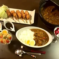 我が家流『カレーの日』、トッピングはハム串カツ。