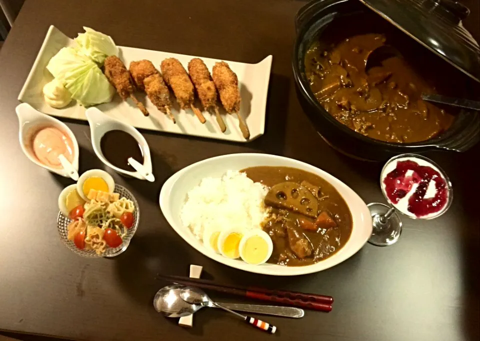 我が家流『カレーの日』、トッピングはハム串カツ。|Hisayoさん