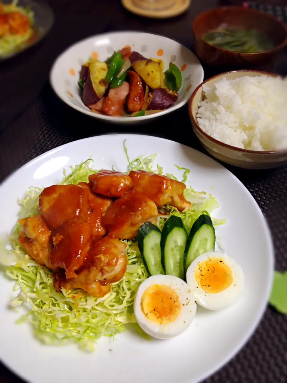 鶏のチリソースの晩ご飯|mikaさん