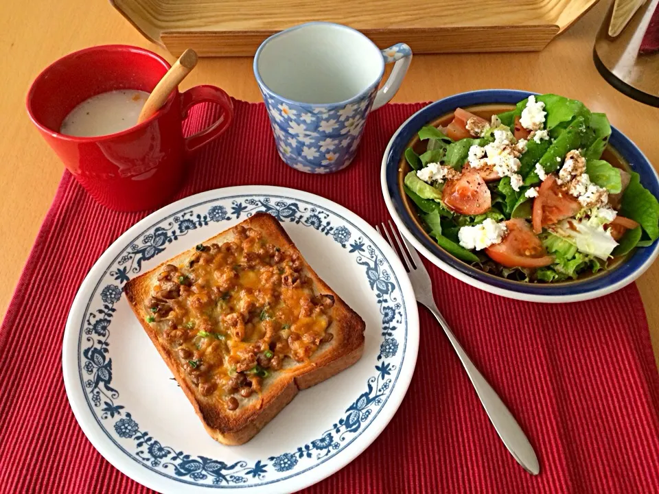 朝食の納豆チーズトースト|Sawako Kobayashiさん