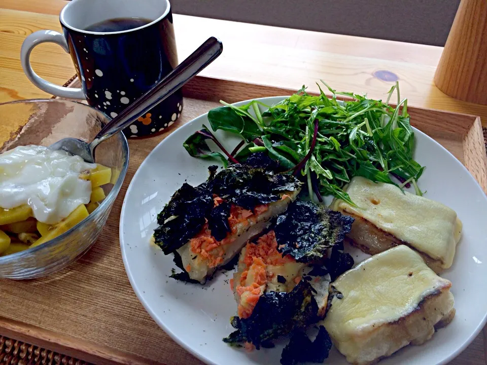 今日の内ランチ☆〜アレンジ餅もちランチ、ゴールドキウイヨーグルト！|Uemura Koshiさん