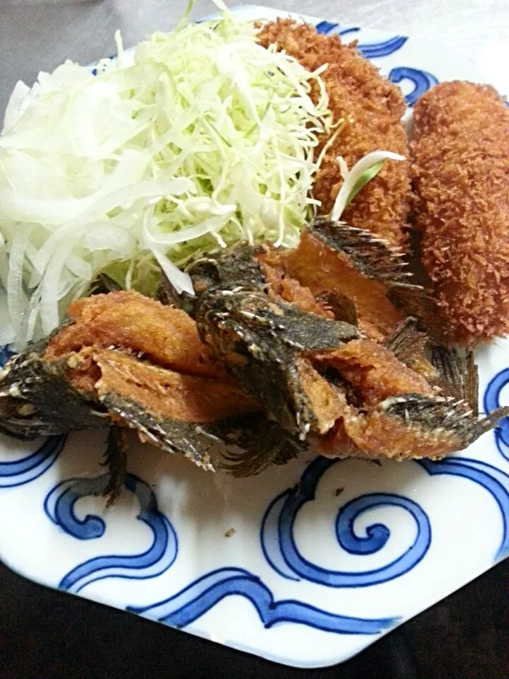 deep fried fish from the owner of the restaurant(*^^*) 魚の　フライ、よか処から　もらった:)|Miki Jorierose Obispoさん