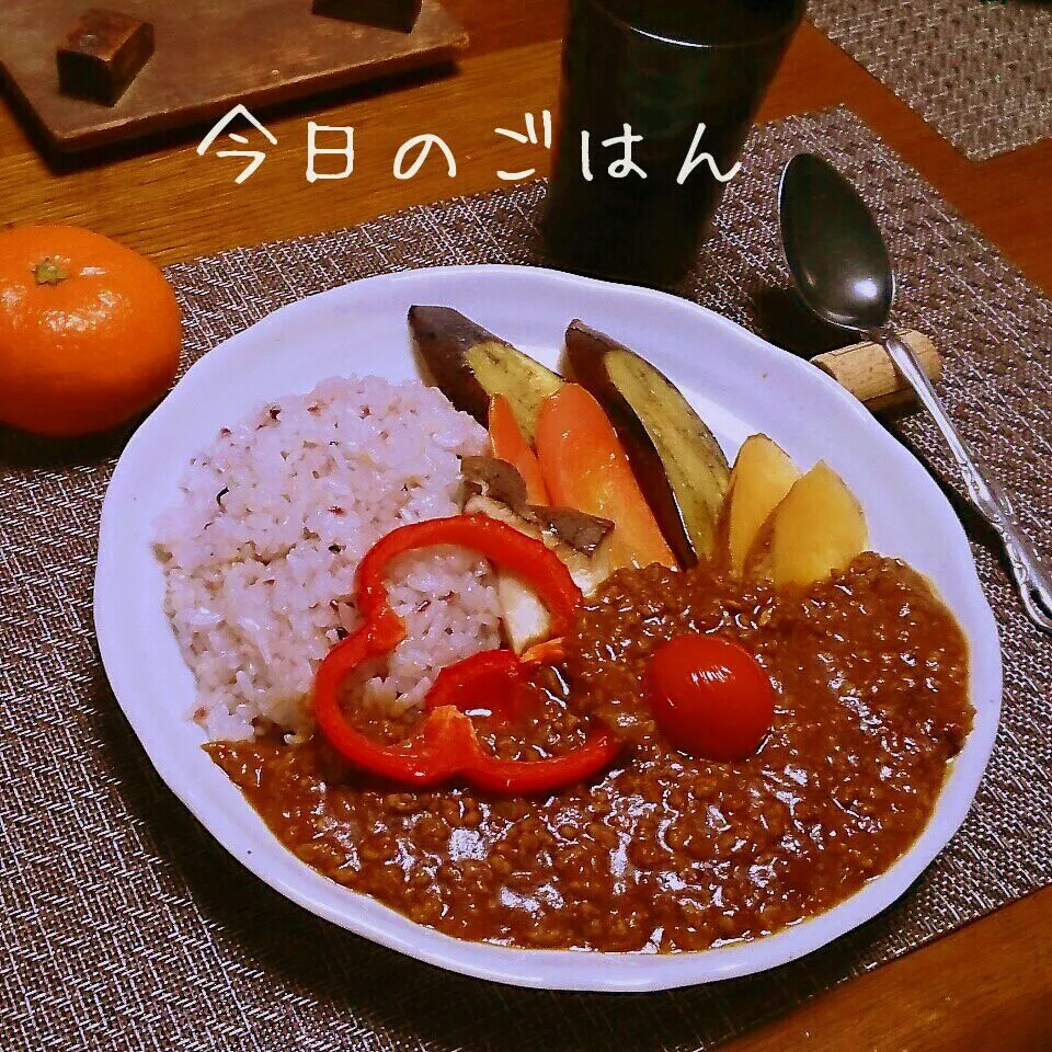 ノロに勝つ(^ー^;A焼き野菜のせ～～キーマーカレー|シェリリンさん