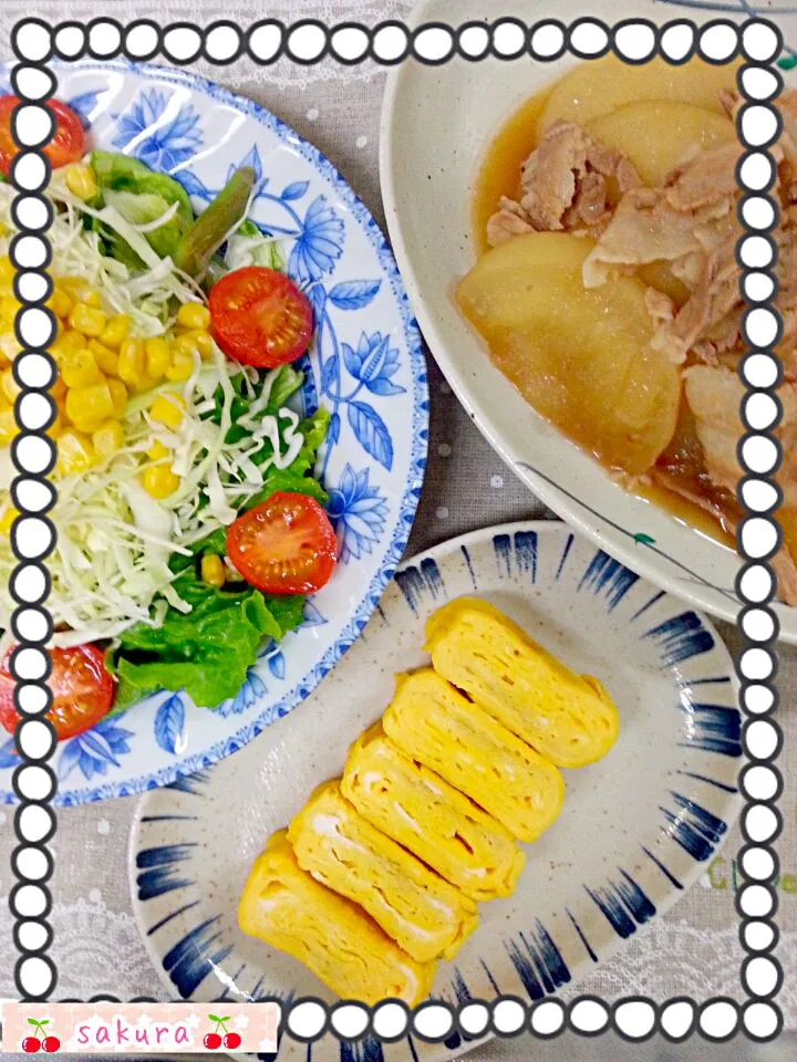 Snapdishの料理写真:娘が作ってくれた夕食╰(*´︶`*)╯♥|桜里さん