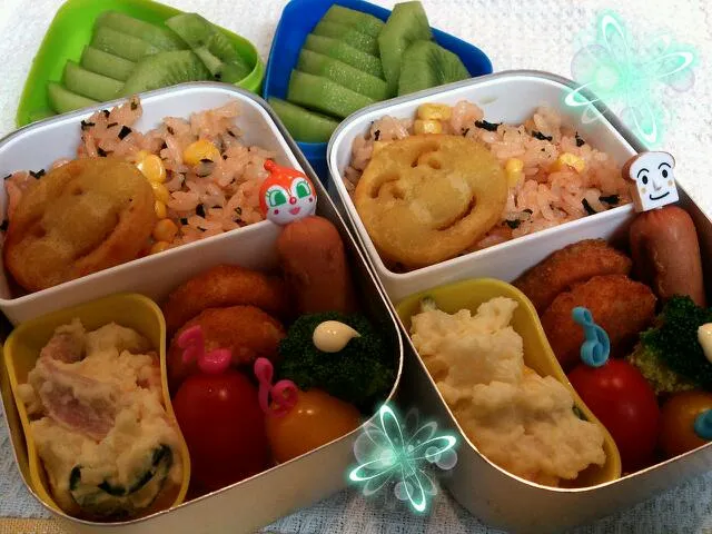 Snapdishの料理写真:1/27  3才ツインズのお弁当|みゆさん