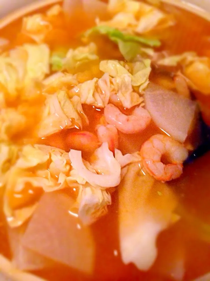 Thai spicy and sour shrimp soup. タイ料理を作った。|エミさん