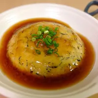 Snapdishの料理写真:豆腐とひじきのレンジ蒸し♪生姜甘酢あん