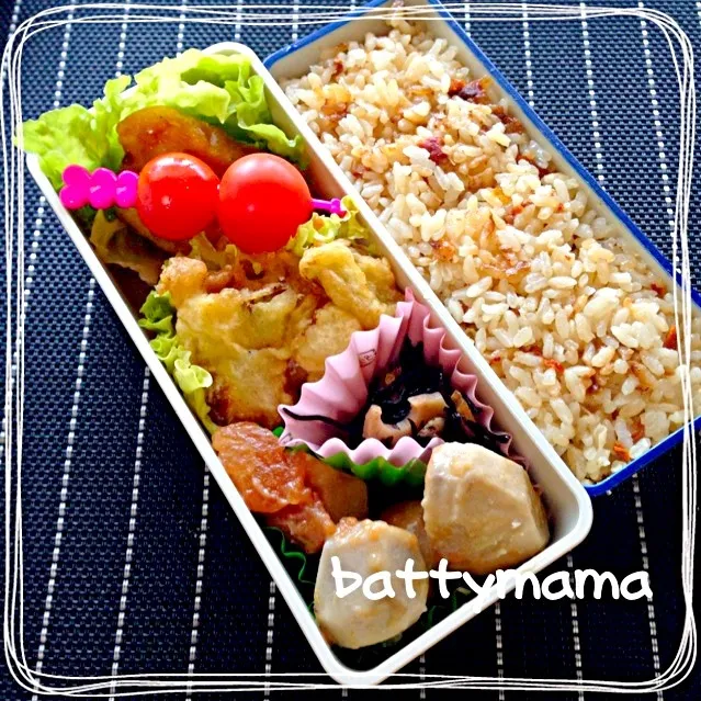 ﾁｷﾝのﾚﾓﾝ煮弁当〜☆プーティさんのドライトマトの炊き込み御飯も入ってる♡battymamaのヘルシー美味しい女子弁当〜☆|ばってぃーまま＠♪さん