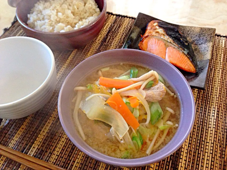 朝♡豚汁定食|ぷわこさん