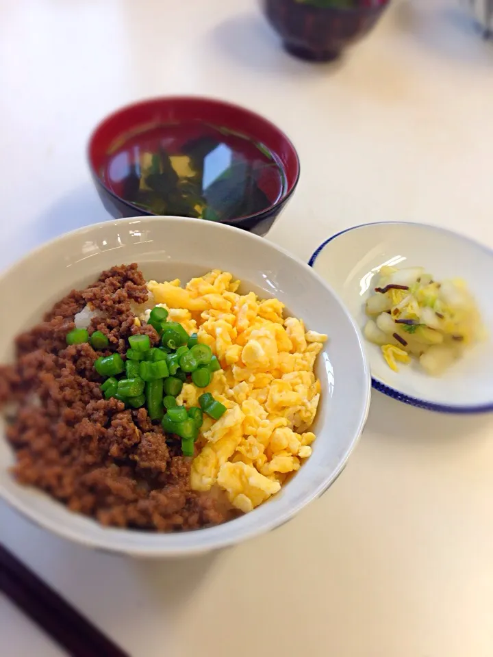 そぼろ丼(調理実習)|あかねさん