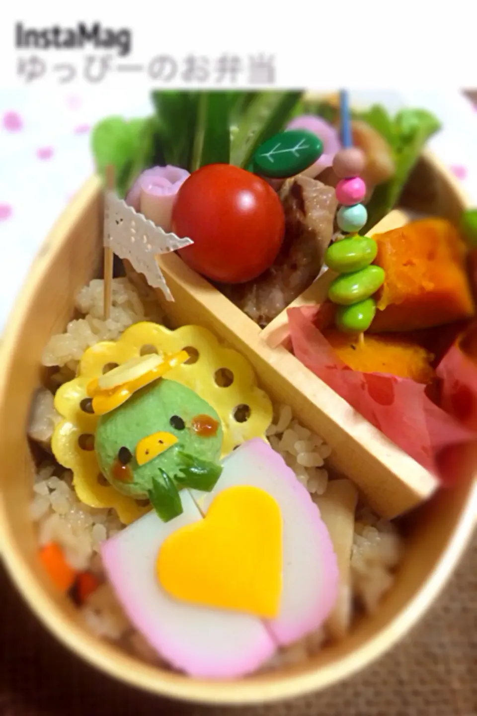 ゆっぴーઈ(◕ั◡◕ั)*ﾟ*♡
のお弁当『今日のメインは、ゆっぴー作の河童ちゃん(்͂ॢᵋ்͂ॢ)ﾌ⁰ﾌ⁰ෆ*』|kumiさん