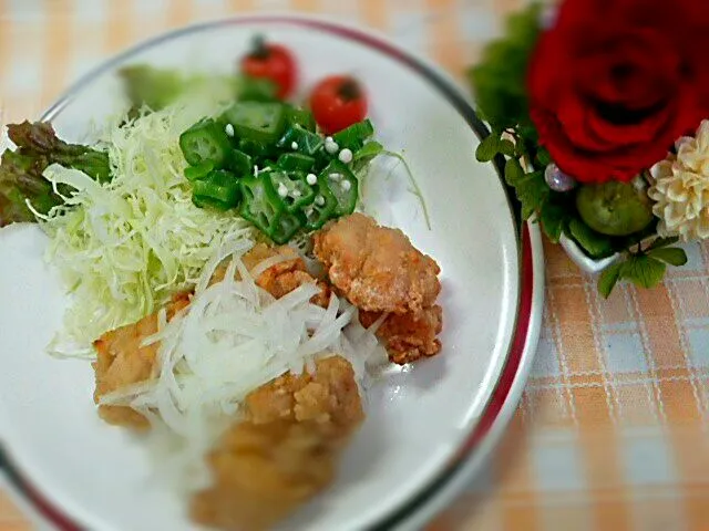 焼き唐揚げ～酢漬け玉ねぎたっぷり添え～|よっしー(=^ェ^=)さん