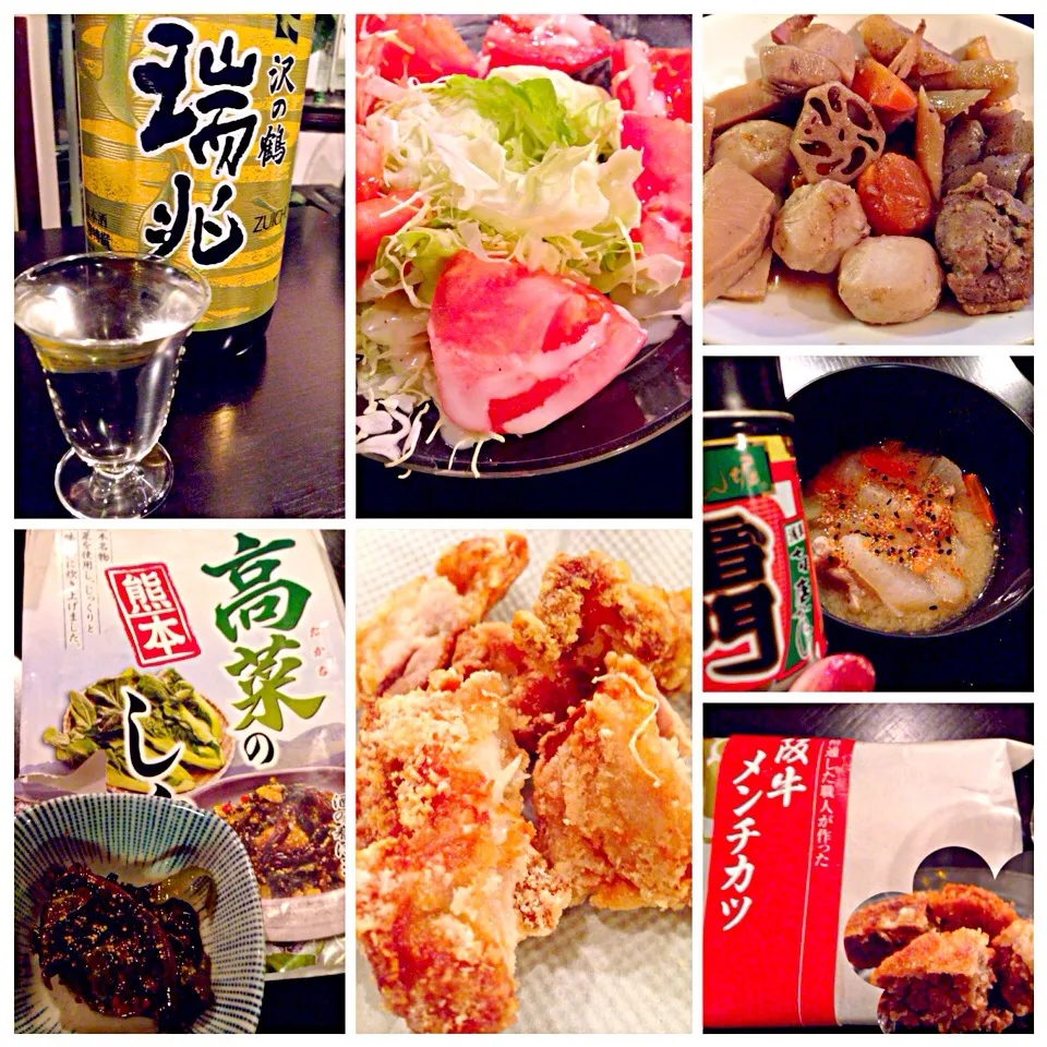 Today's Dinner🍴ｻﾗﾀﾞ(私)筑前煮･豚汁･唐揚げ･ﾒﾝﾁｶﾂby mom|🌈Ami🍻さん