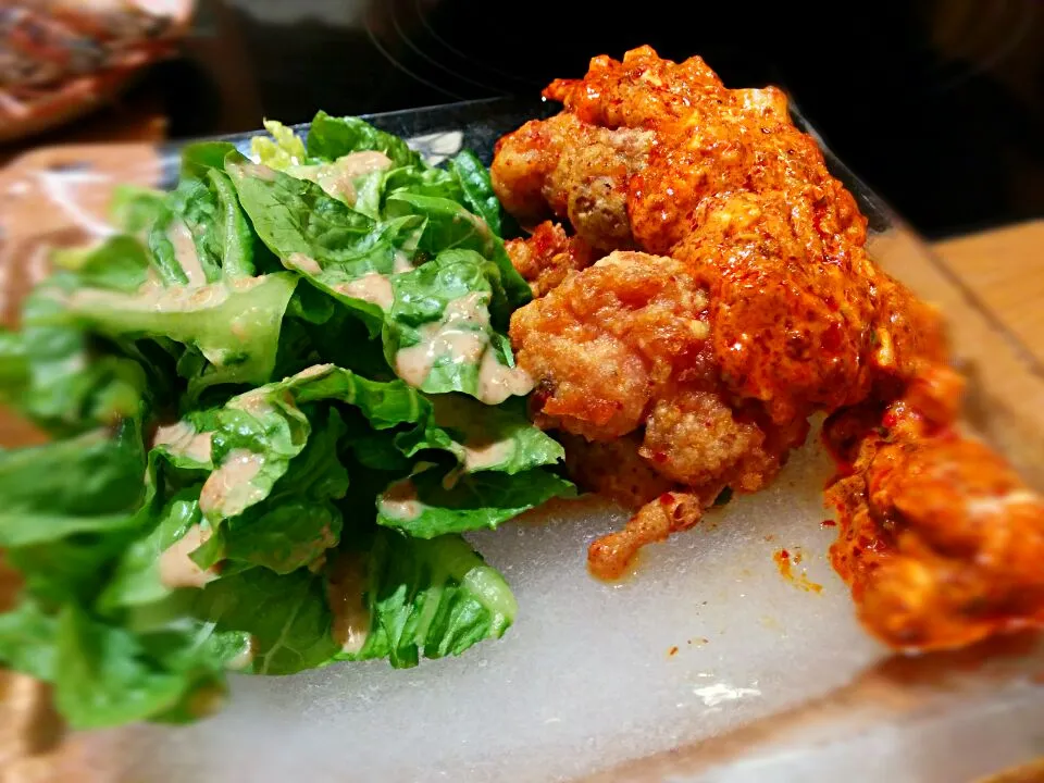 jalapeño chicken karage and salad|Ernさん