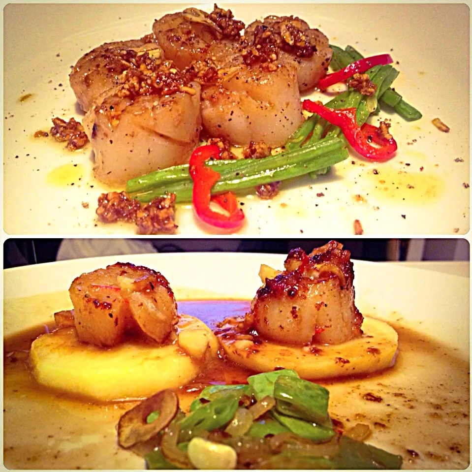 Snapdishの料理写真:Scallops with soya garlic souce in two ways|Asa Buaさん