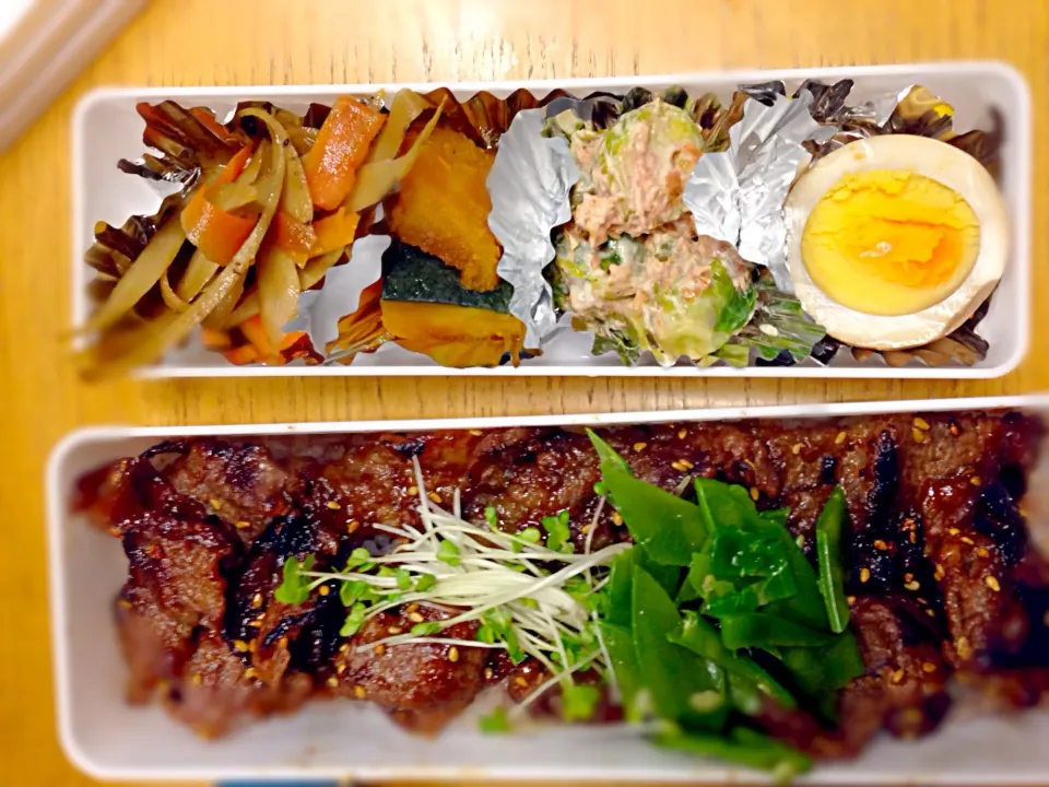 八歳息子のお弁当。牛焼肉弁当。|Meiko Nagaoさん