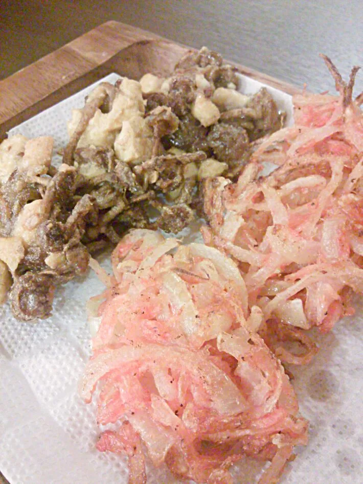 ナメコと豆腐&桜えびと玉ねぎのかき揚げ|みきさん