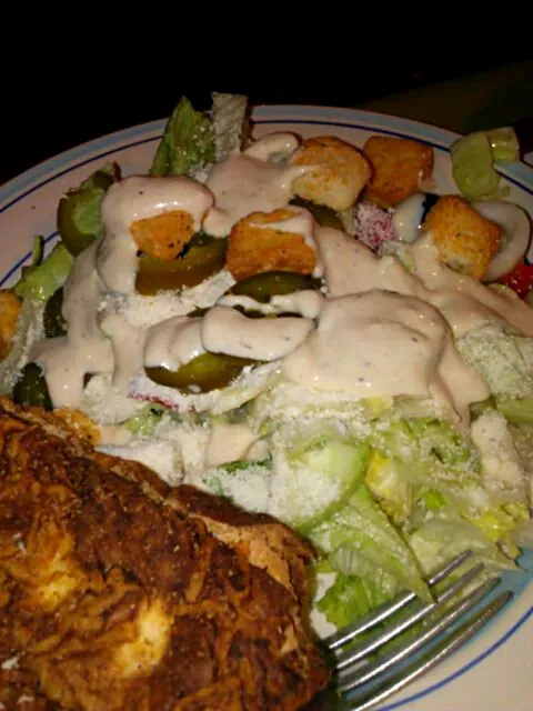 Hubby salad with parm yogurt dressing.|Polly Gelfusoさん