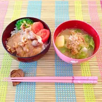 豚丼と鰹バター味噌汁|Ai  Nishimitsuさん