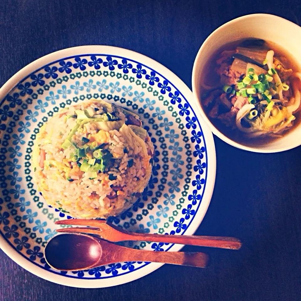 Snapdishの料理写真:☆炒飯   ☆キムチうどん             ランチです。|Naaさん