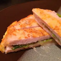 Snapdishの料理写真:Pork piccata layered with Shiso Oba leaf & cheese 大葉とチーズ挟みピカタ風|Miko Koizumiさん