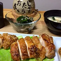 今晩の男前料理☆鶏もも肉の香り味噌ダレ焼き、小松菜と舞茸の煮浸し、豆腐の味噌汁！|Uemura Koshiさん