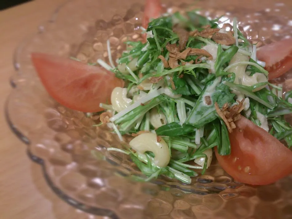 超簡単！ホタテ水煮缶と水菜のマカロニサラダ|cookingパパ五郎さん