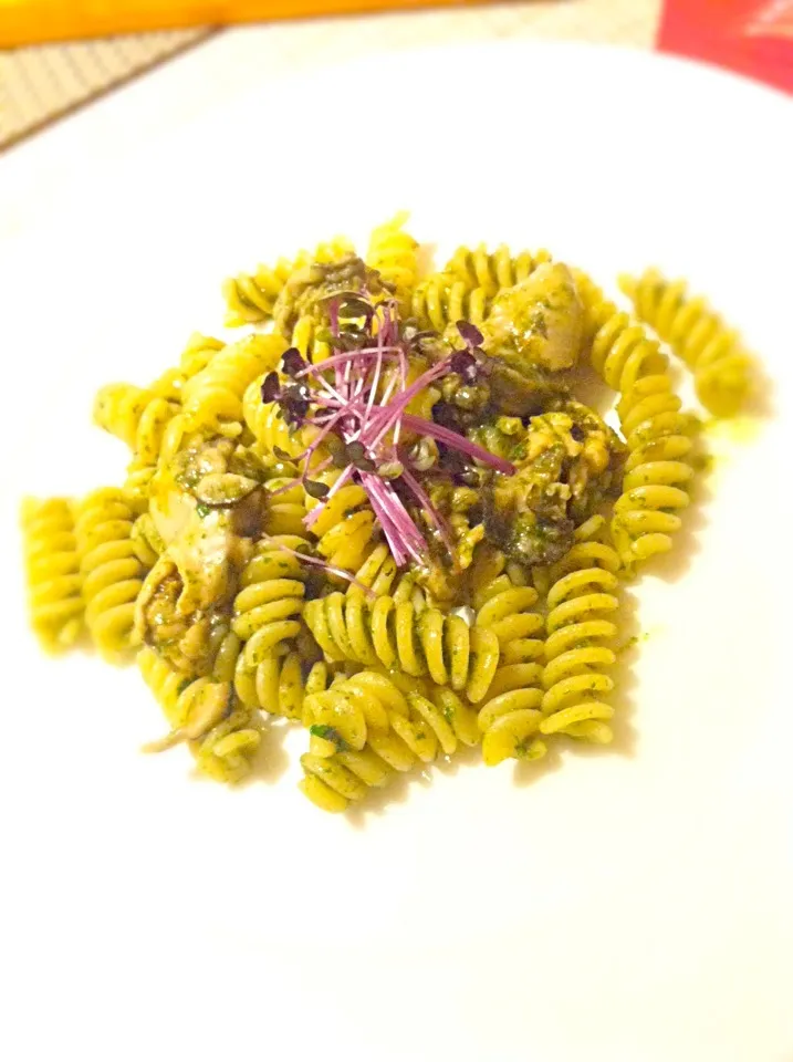 Coriander pesto & Oyster Fsilli|aястасияさん