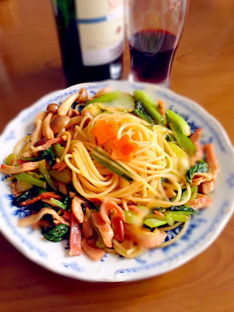 お鍋の材料で、具だくさんパスタを！|Kazさん