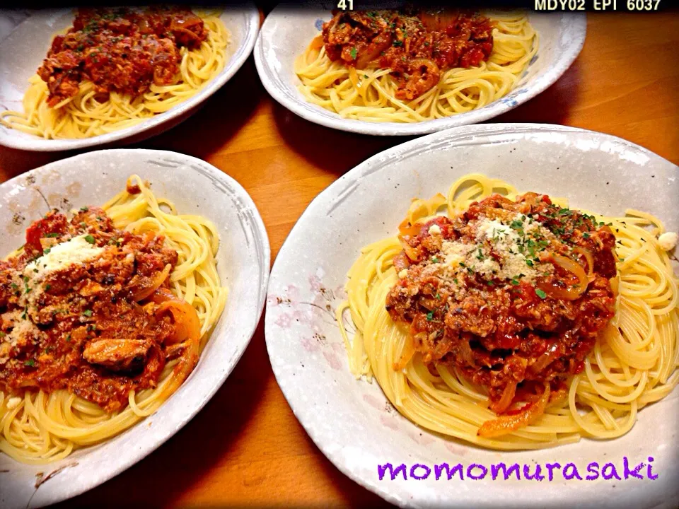 正木和枝さんのお料理  鯖の缶詰でトマトソースパスタ（≧∇≦）🍅🐟🍝|ももさん